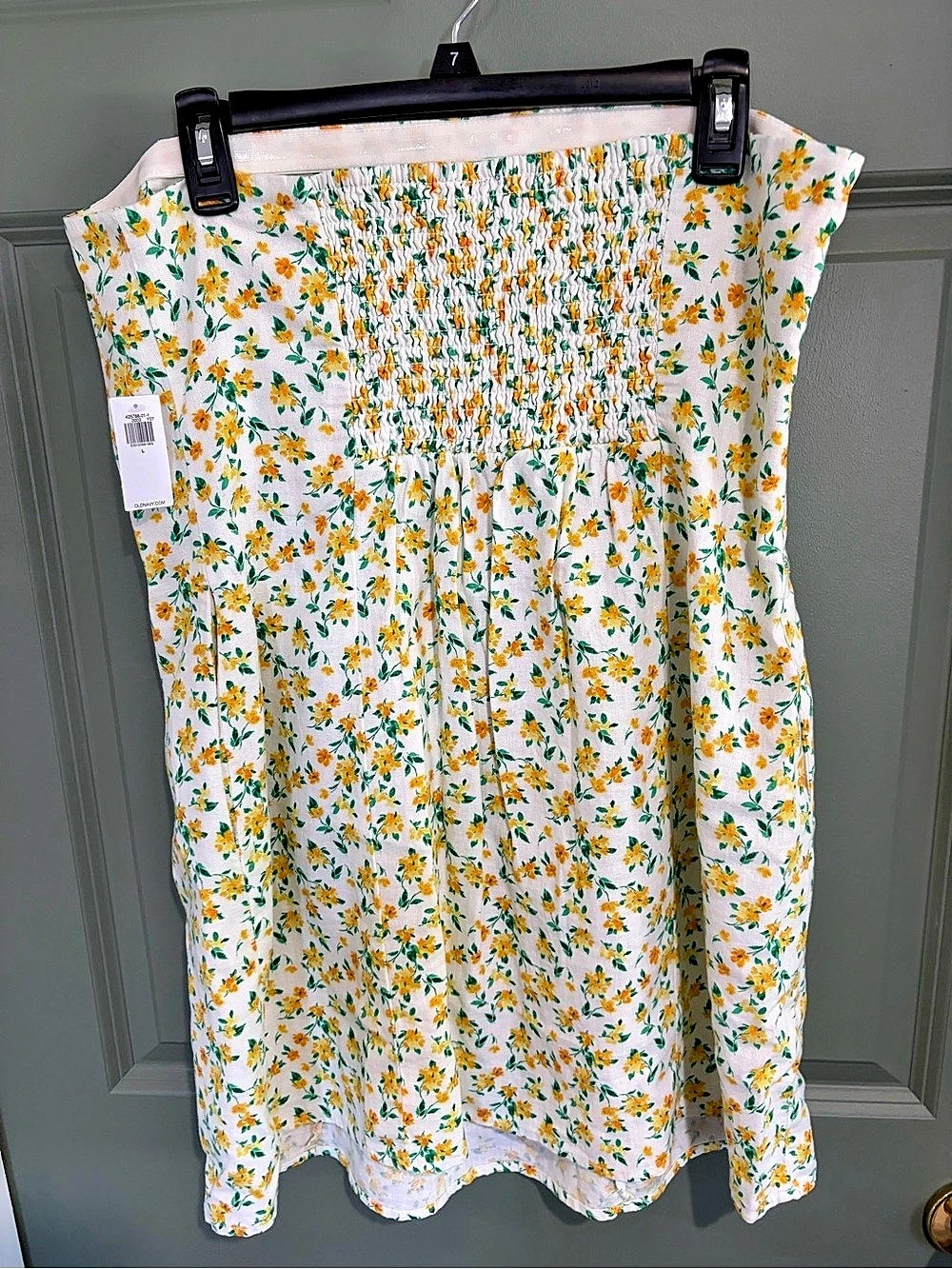 Old Navy Floral Midi Skirt in White & Yellow Size Large NWT